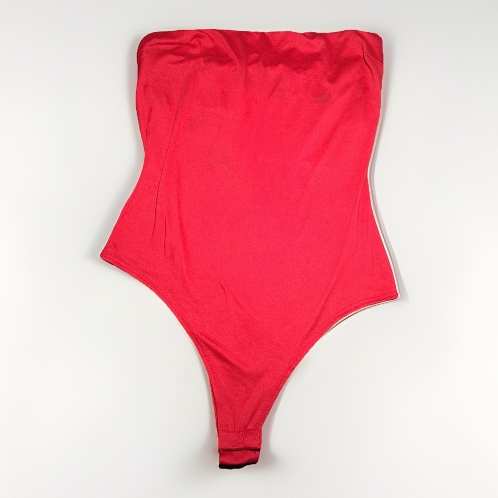 Gaze USA Women's Strapless Tube Solid Red Bodysuit size ?